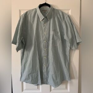 WINDRIDGE Men’s Short Sleeve Button Down White and Green XL 17 1/2 Shirt